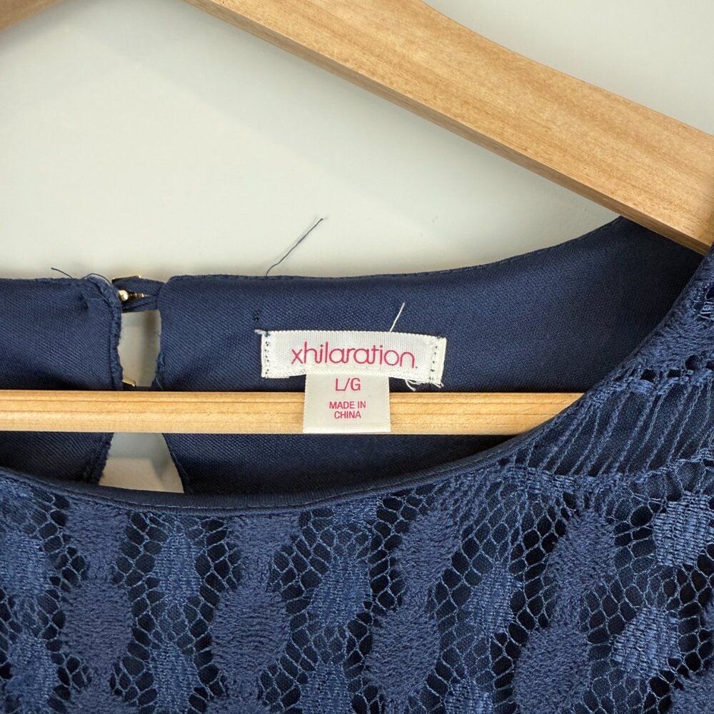 Womens Large Xhilaration Lace Dress in Navy Blue - Picture 3 of 8